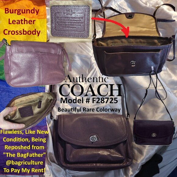 Authentic Coach Burgundy Crossbody, Model #F28725, Excellent, Like New Condition - Picture 1 of 12